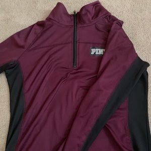 “PINK” long sleeve half zip up, size medium.